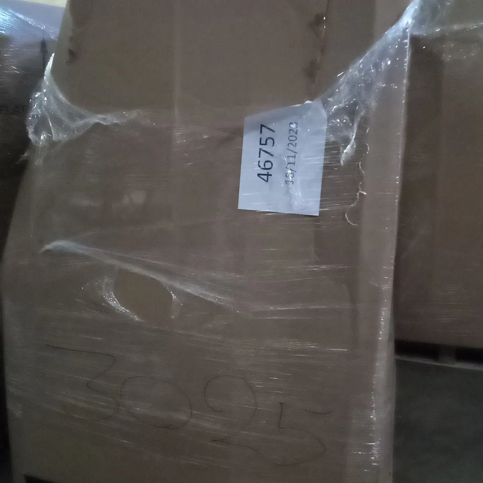 PALLET OF ASSORTED ITEMS INCLUDING TOILET SEAT, FLOWER WREATH, ROUND SIDE TABLE, KNITTING MACHINE, FOLDING TABLE, PREMIUM AIR BED