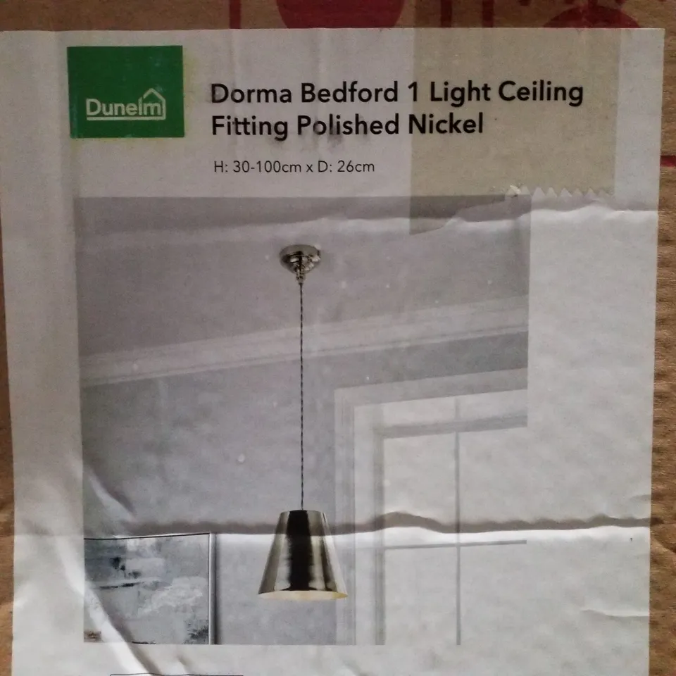 BOXED DUNELM DORMA BEDFORD 1 LIGHT CEILING FITTING POLISHED NICKEL
