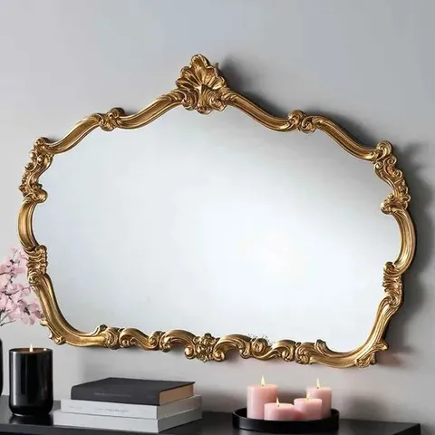 BOXED TRADITIONAL DECORATIVE LANDSCAPE MIRROR GOLD