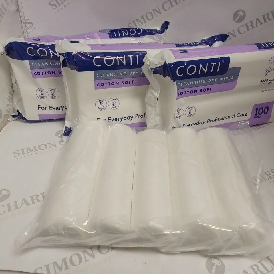 SET OF 3 CONTI WIPES PACKETS AND 1 PACK OF COTTON DISKS