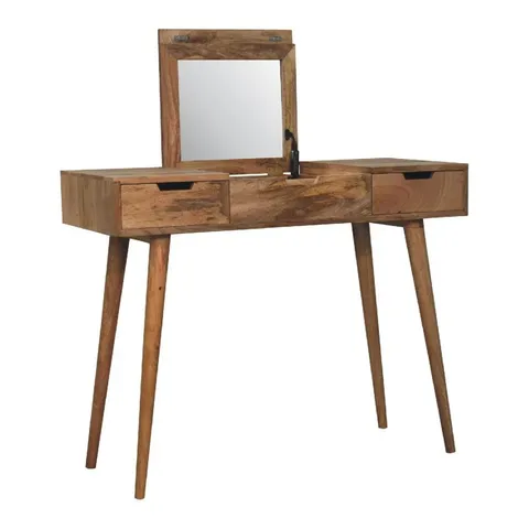 ZUDLEY DRESSING TABLE WITH MIRROR - LIGHT BROWN
