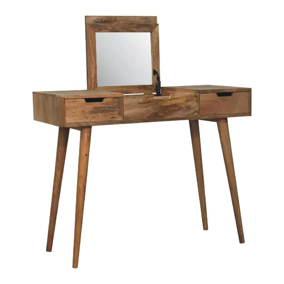 ZUDLEY DRESSING TABLE WITH MIRROR - LIGHT BROWN