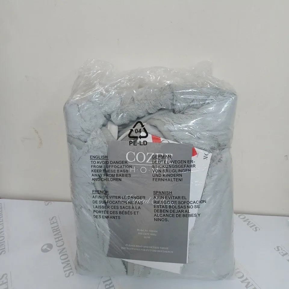 BOXED COZEE HOME VELVETSOFT HEATED THROW IN LIGHT GREY