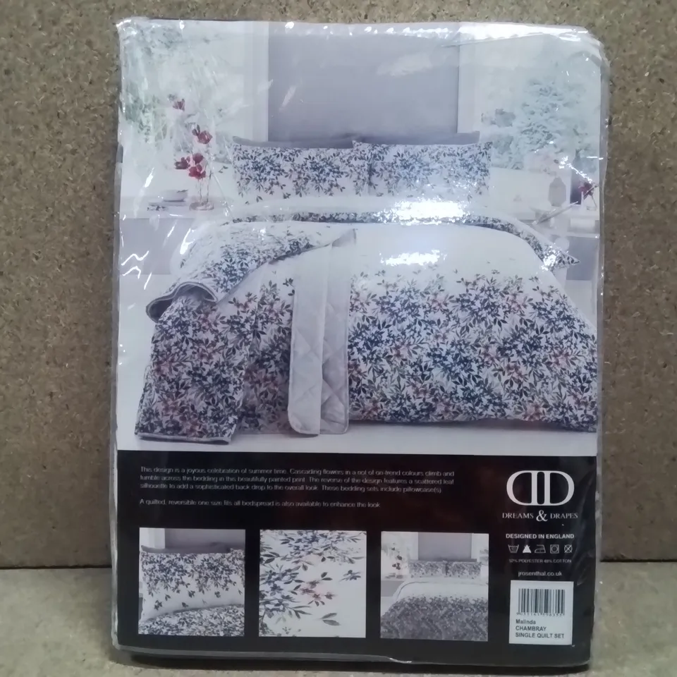 BRAND NEW DREAMS AND DRAPES SINGLE DUVET COVER SET - CHAMBRAY 