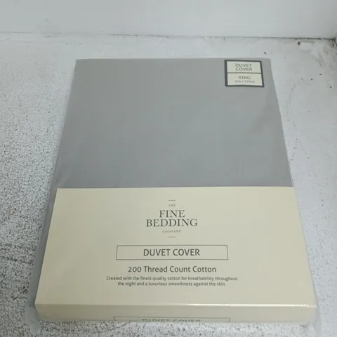 THE FINE BEDDING COMPANY 200 THREAD COUNT COTTON DUVET COVER IN GREY - KING