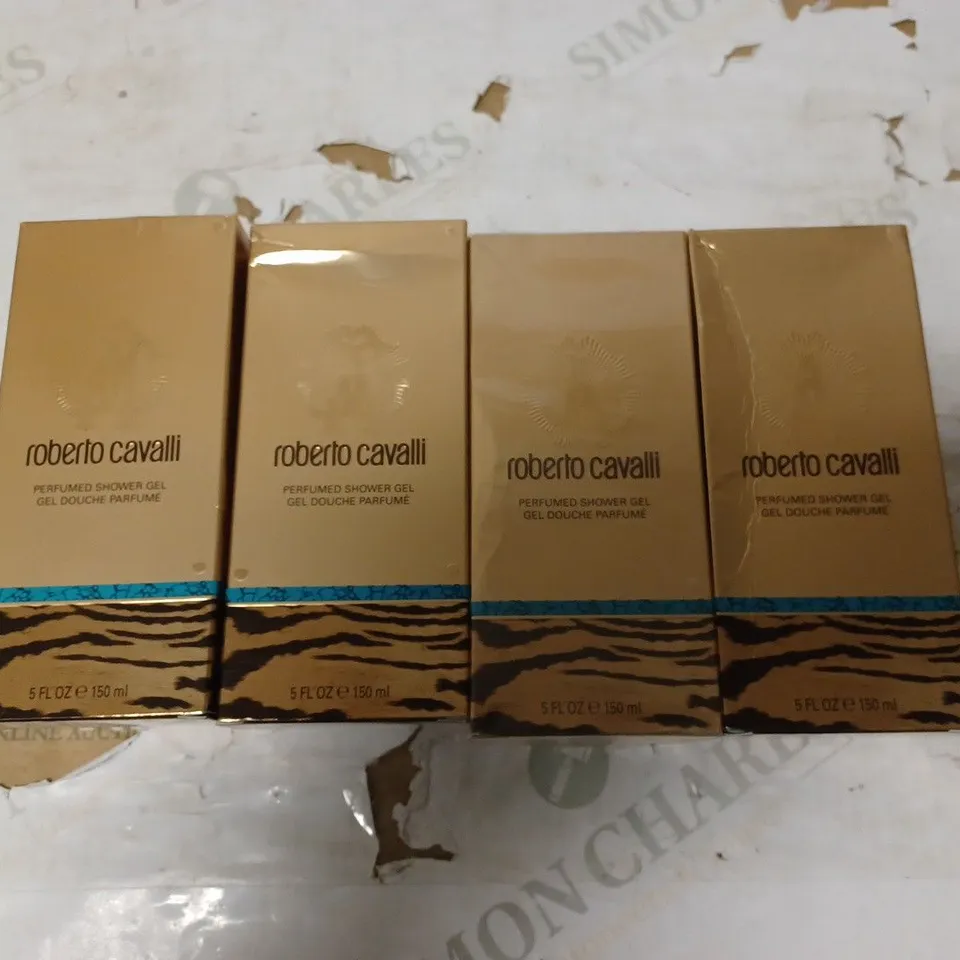 LOT OF 4 BOXED ROBERTO CAVALLI PERFUMED SHOWER GEL 150ML