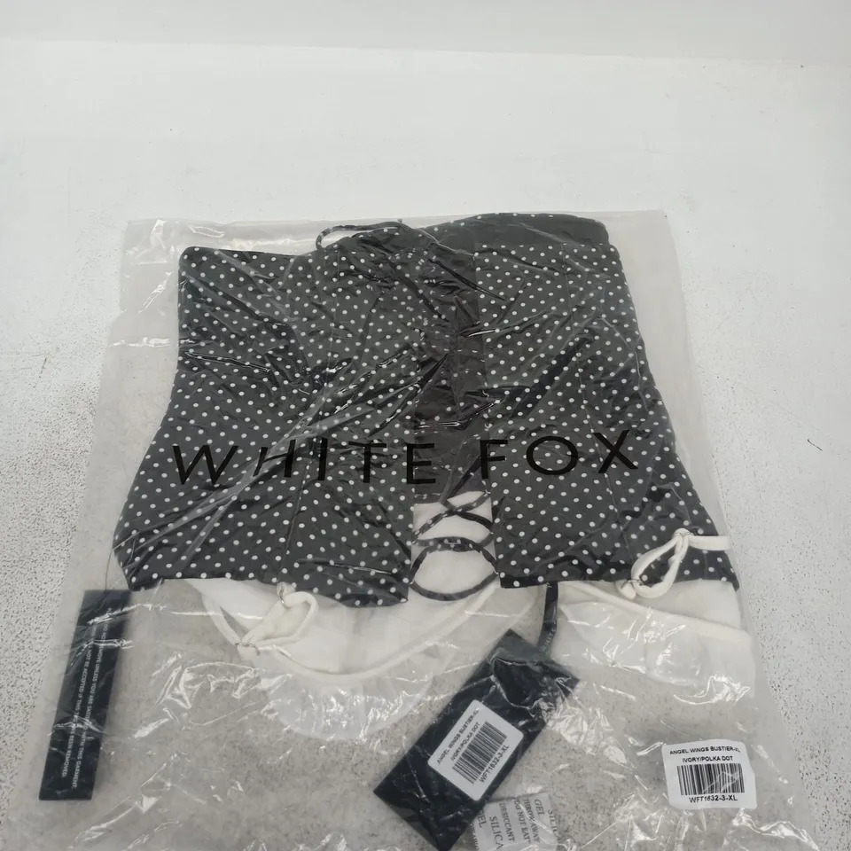 BAGGED WHITE FOX ANGEL WINGS BUSTIER - SIZE XL
