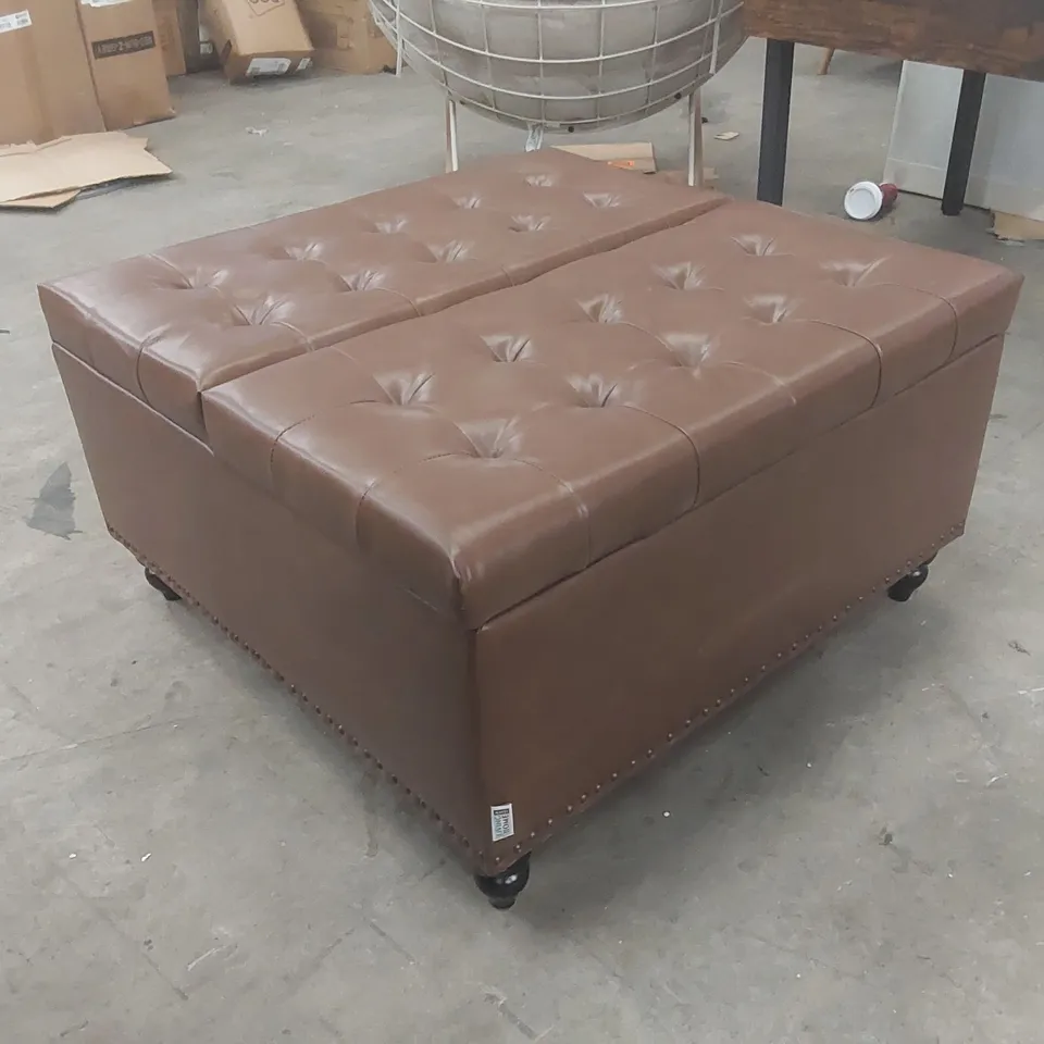 LIVING AND HOME FAUX LEATHER STORAGE FOOTSTOOL