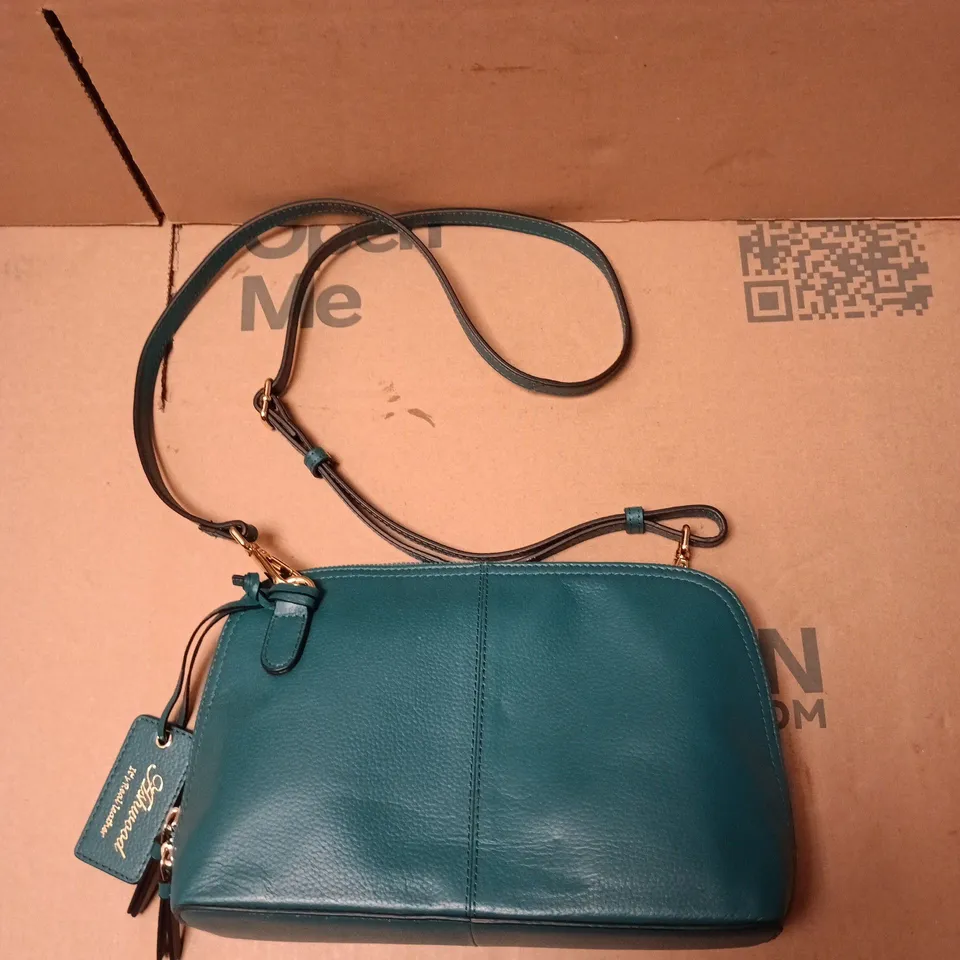 ASHWOOD GENUINE LEATHER DOUBLE COMPARTMENT CROSS BODY BAG WITH SEPARATE COIN PURSE - TEAL BLUE