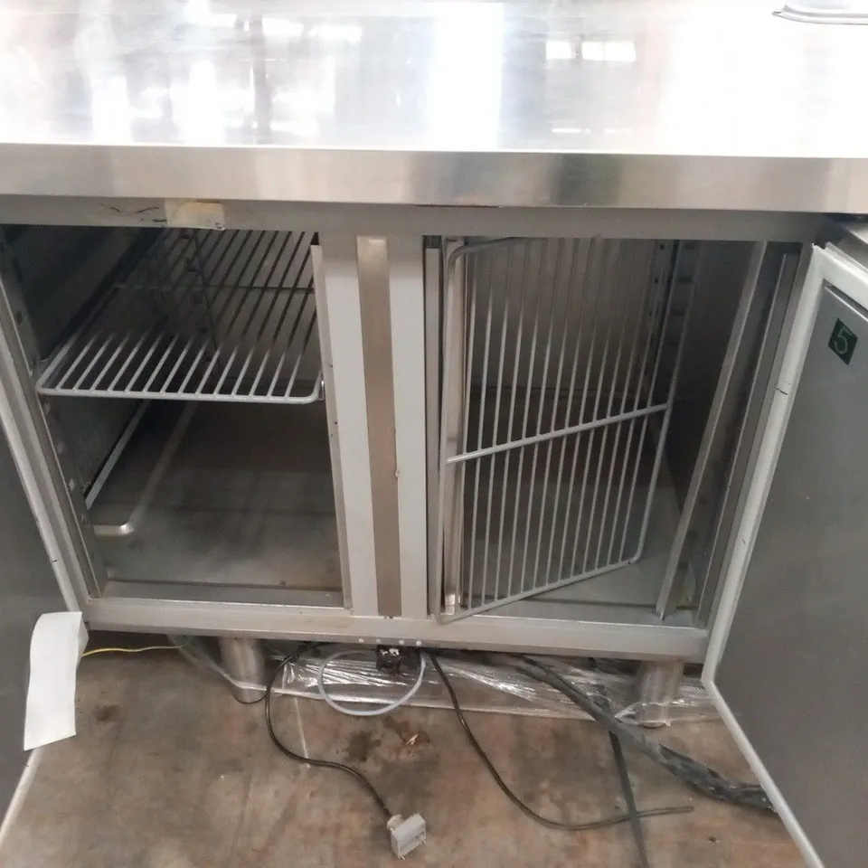 STAINLESS STEEL 3 DOOR FOOD PREPARATION UNIT WITH FOOD WASTE PULL OUT