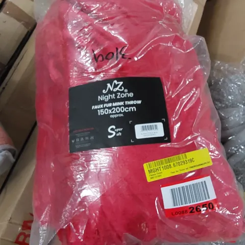 FAUX MINK FUR RED THROW (150X200)