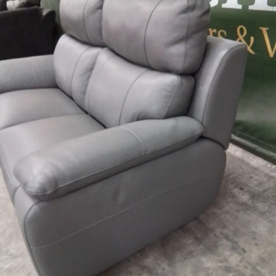 QUALITY DESIGNER ITALIAN MADE PATRIZIO 2 SEATER LEATHER SOFA - ANTHRACITE GREY