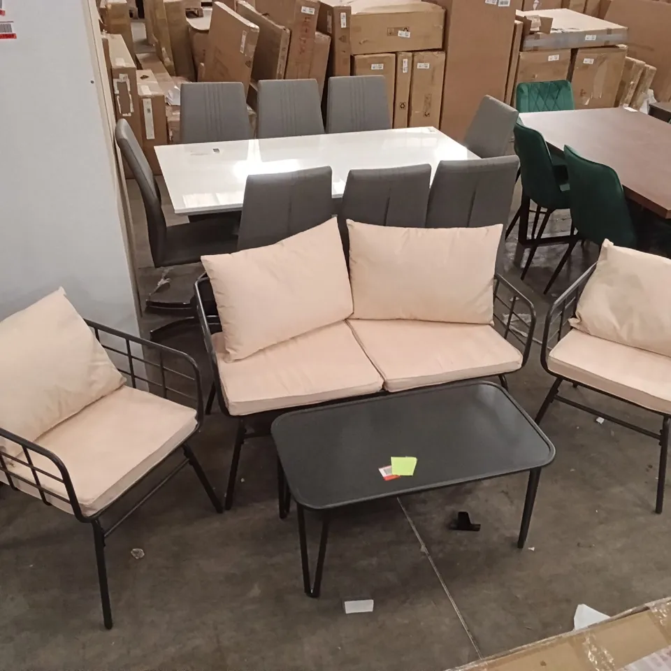 COSTWAY 4 PCS PATIO CONVERSATION SET OUTDOOR FURNITURE LOVESEAT COFFEE TABLE 2 CHAIRS