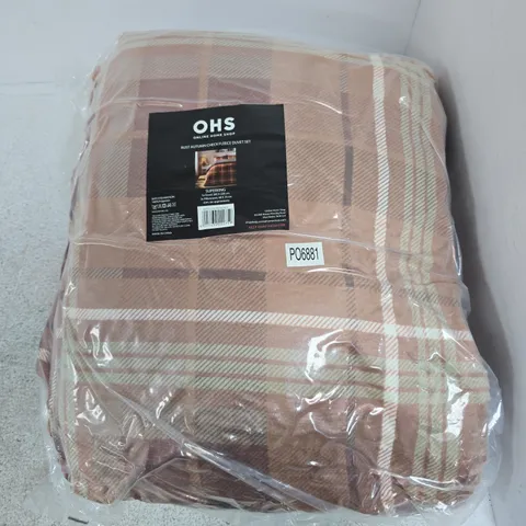 OHS RUST AUTUMN CHECK FLEECE DUVET SET – SUPERKING (260 X 220 CM) WITH 2 PILLOWCASES
