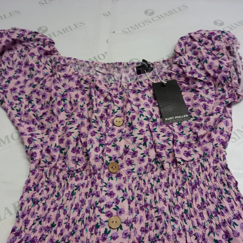 KURT MULLER PASTEL  FLORAL BARDOT MAXI DRESS - L/XL