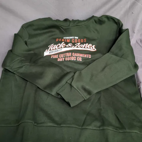 JACK & JONES JJELOGO SWEAT HOOD 2 – KOMBU GREEN, UK XXXL