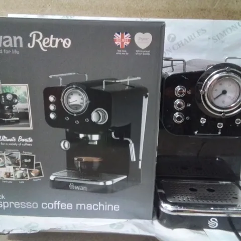BOXED SWAN RETRO BLACK ESPRESSO COFFEE MACHINE 