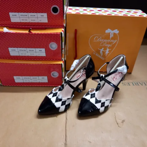 LOT OF 4 BOXED PAIRS OF DANCING DAYS HEELED SHOES - VARIOUS SIZES