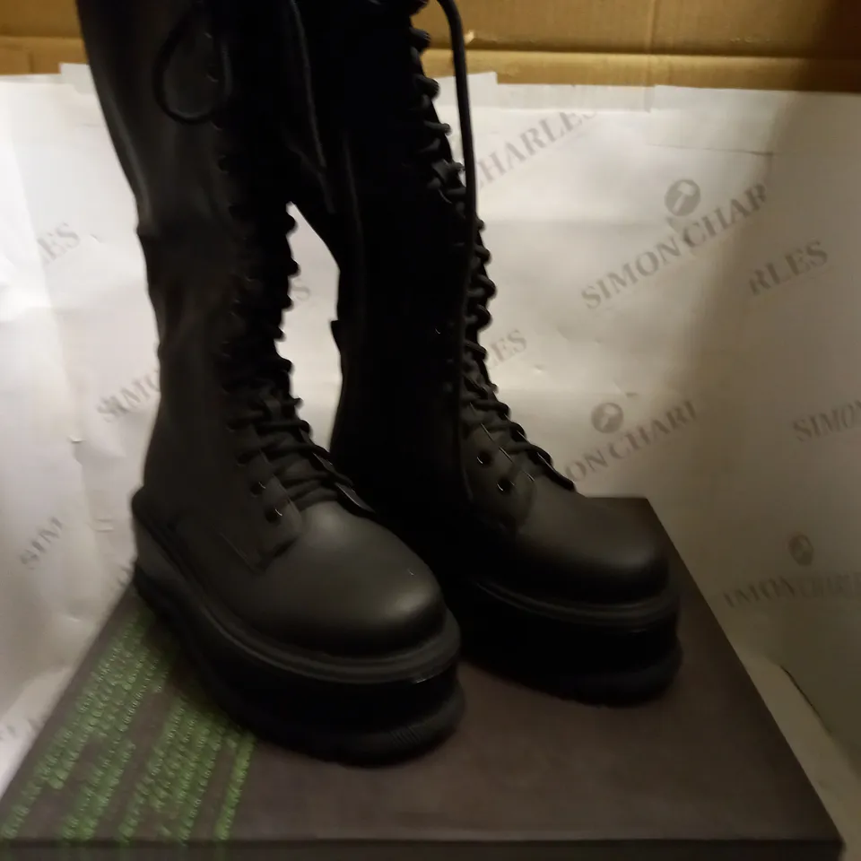 KOI VEGAN PALANTIR PLATFORM BLACK LACE UP BOOTS - SIZE 4