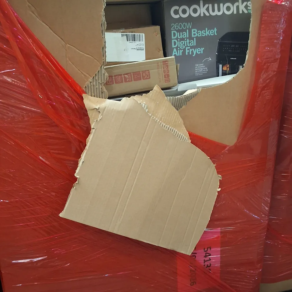 PALLET OF ASSORTED HOUSEHOLD ITEMS AND PRODUCTS TO INCLUDE;AIR FRYER,MIRROR,AIR COOLER