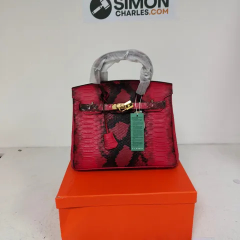 LA MAREY RED SNAKESKIN HANDBAG WITH GOLD-TONE HARDWARE