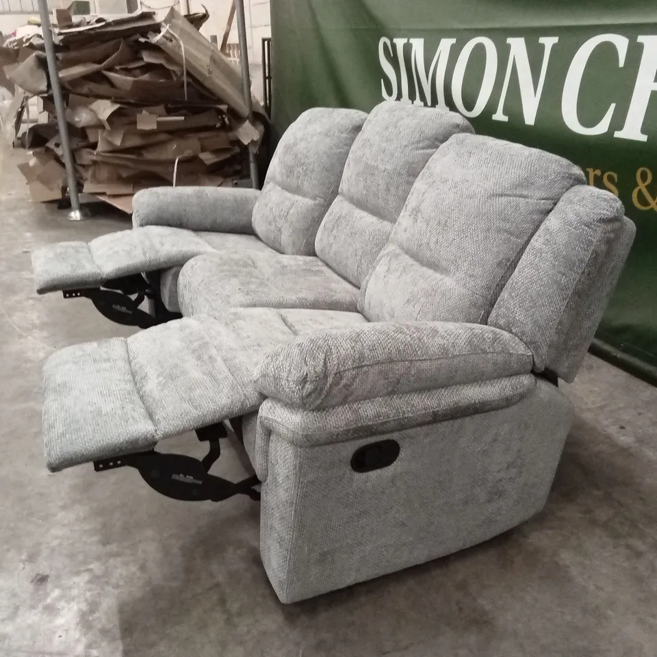 ALBION CHUNKY WEAVE 3 SEATER HIGH BACK MANUAL RECLINER SOFA - GREY RRP £679