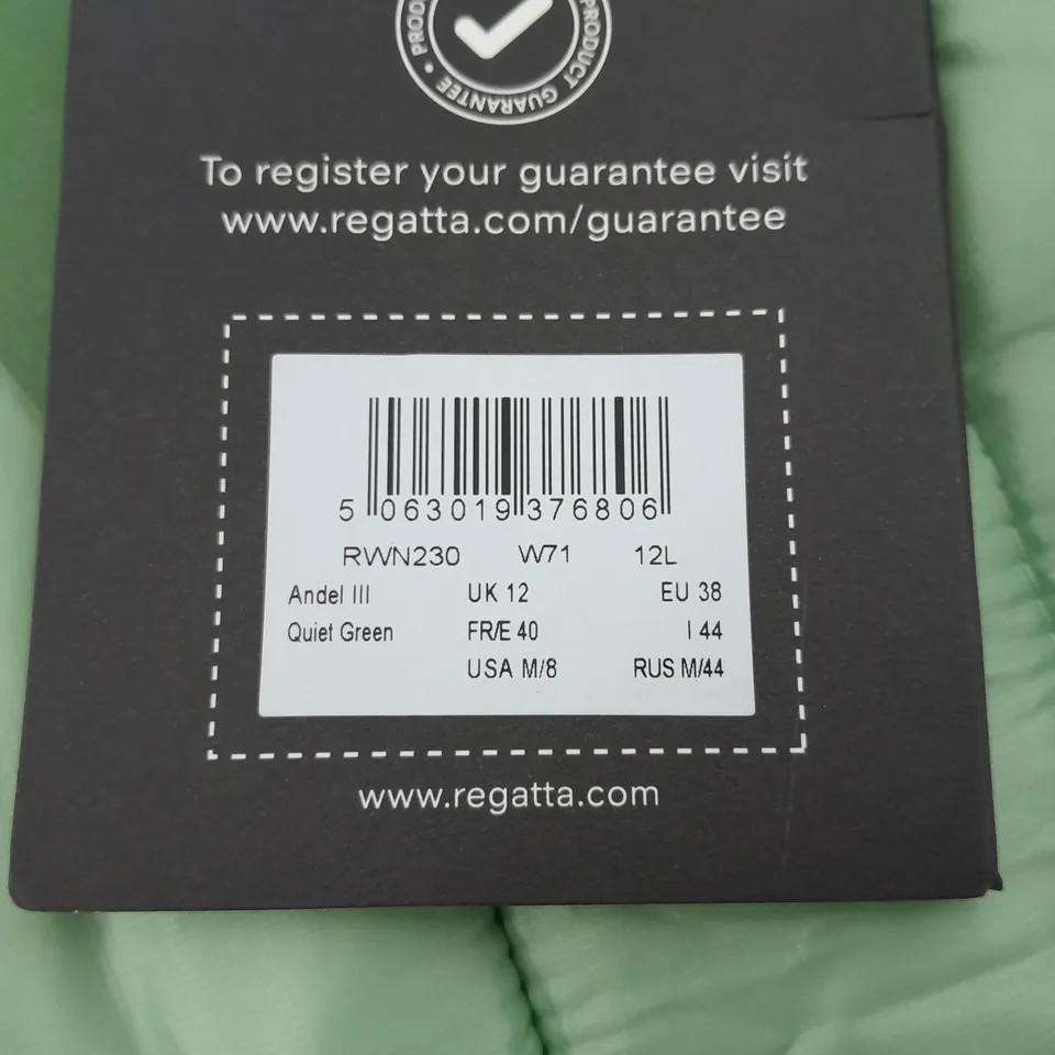 REGATTA ANDEL 3 HOODED ZI THROUGH COAT IN QUIET GREEN - UK 12