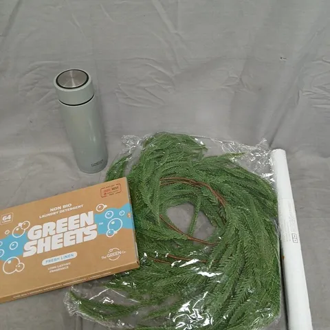 APPROXIMATELY 15 ASSORTED HOUSEHOLD PRODUCTS TO INCLUDE WALLPAPER, GREEN SHEETS, NUBY BOTTLE ETC