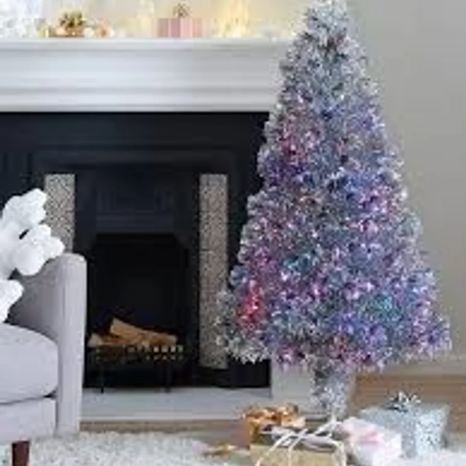 BOXED 5-FOOT PRE LIT SILVER CHRISTMAS TREE 