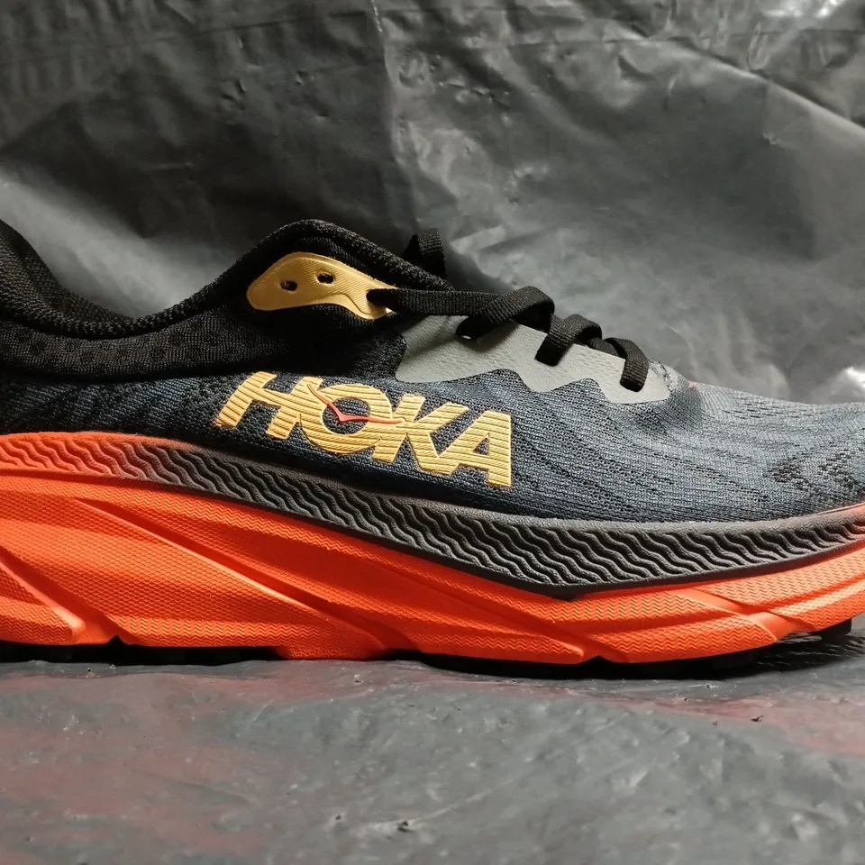 PAIR OF HOKA CHALLENGER ATR 7 TRAINERS IN GREY/ORANGE SIZE UK 10.5