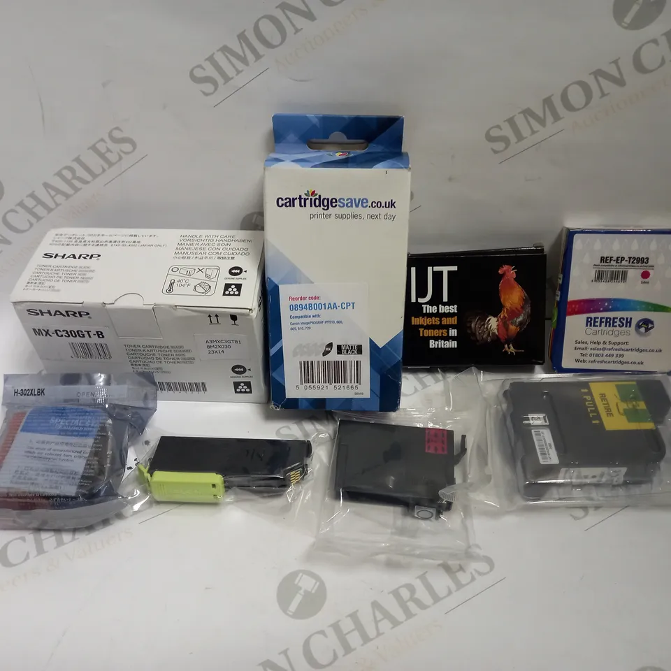 LOT OF APPROXIMATELY 20 ASSORTED PRINTER INKS & CARTGRIDGES OF VARIOUS COLOURS AND TYPES
