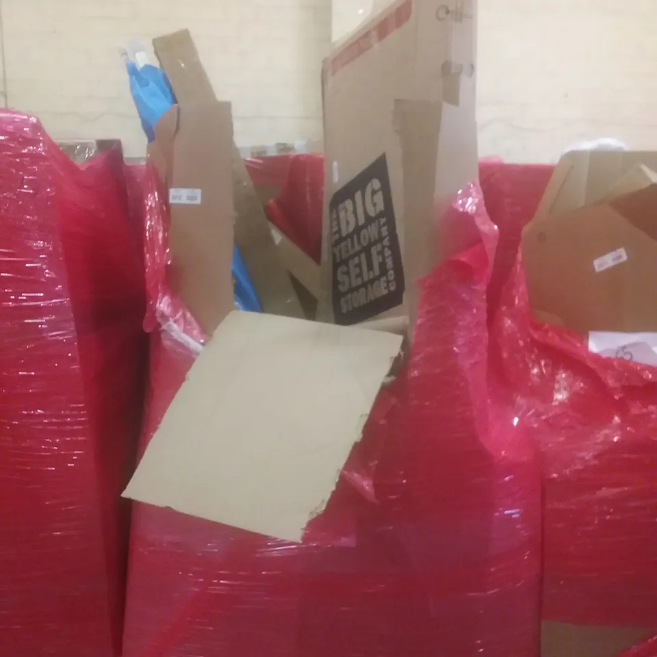 PALLET OF ASSORTED HOUSEHOLD PRODUCTS AND ITEMS, INCLUDING; BOXED FURNITURE ETC