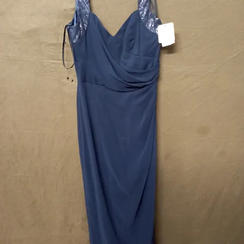 DESSY COLLECTION CHIFFON DRESS IN MIDNIGHT - 12