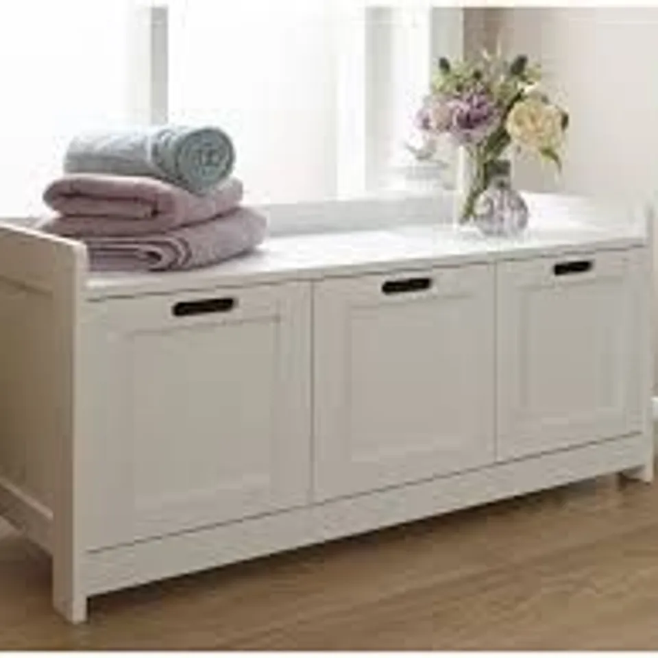 BOXED COLONIAL 3 DOOR STORAGE UNIT - WHITE (1 BOX)