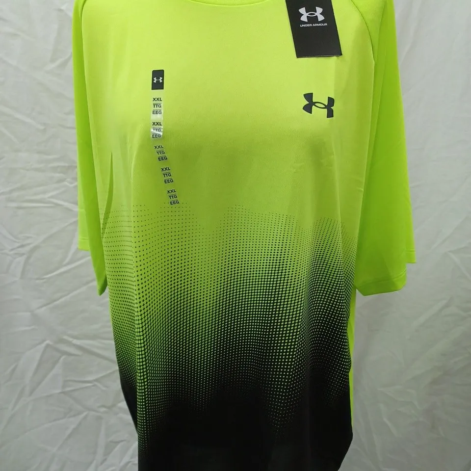 UNDER ARMOUR TECH FADE T-SHIRT, BLACK/YELLOW - SIZE XXL