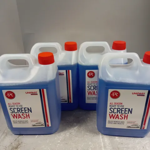 4 X SEALED UNIPART ALL SEASON READY TO USE SCREEN WASH - 4 X 5L - COLLECTION ONLY