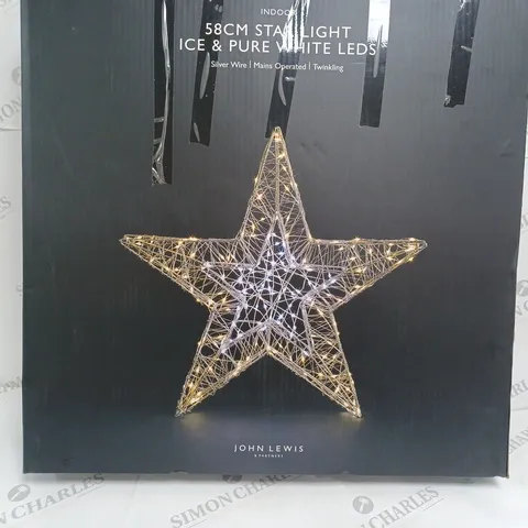 BOXED JOHN LEWIS STAR LIGHT ICE & PURE WHITE LEDS 58cm