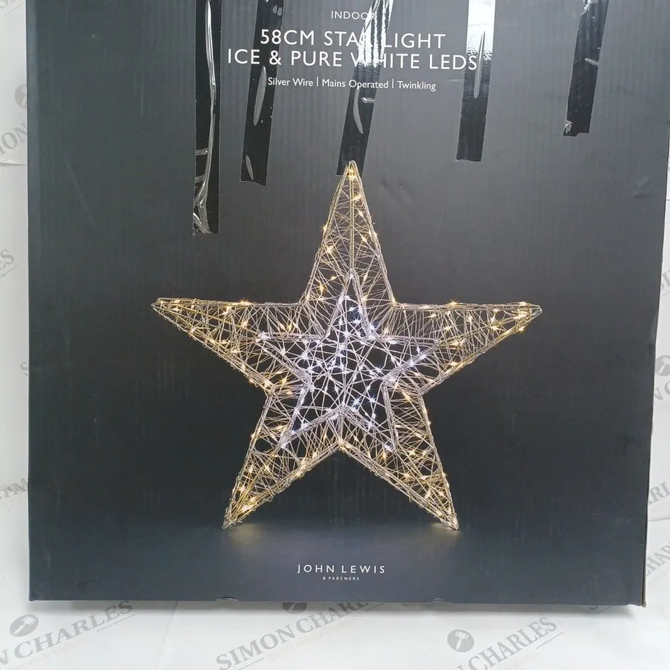 BOXED JOHN LEWIS STAR LIGHT ICE & PURE WHITE LEDS 58cm