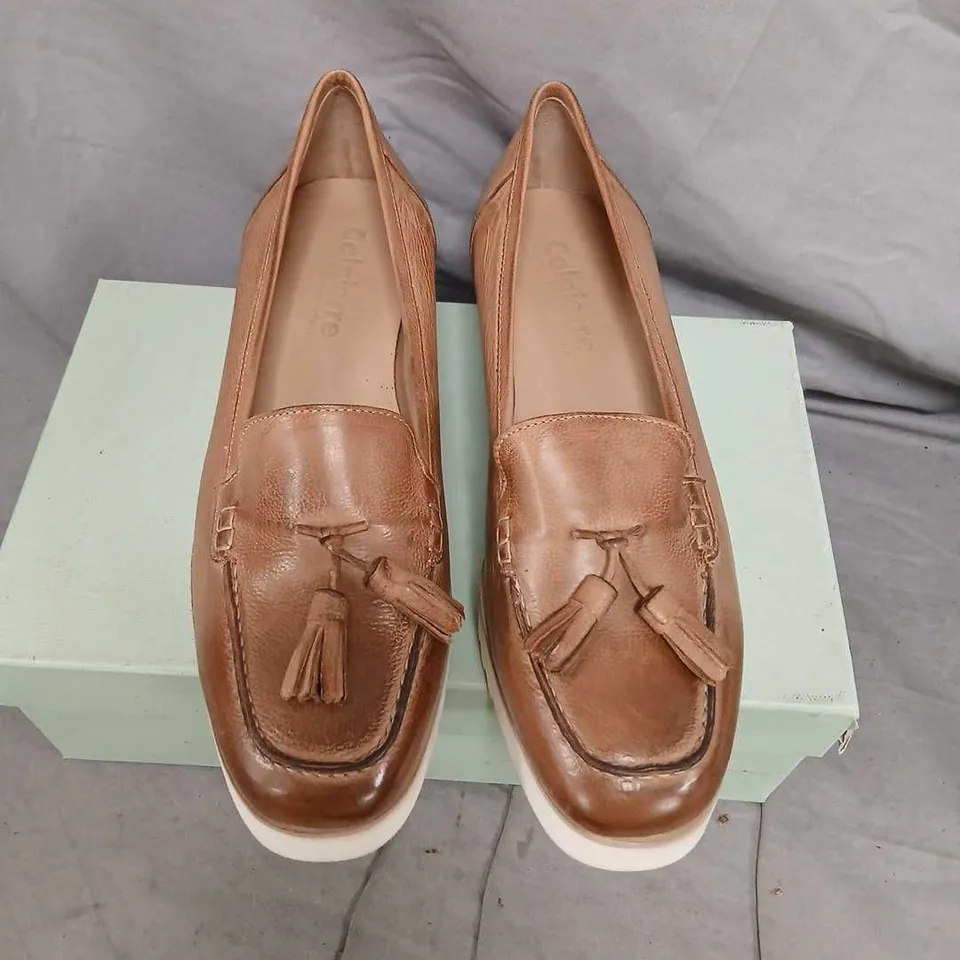 CALPIERRE DL118 MAKAI SELLA BROWN LEATHER TASSEL LOAFERS – UK 7 (EU 41) 
