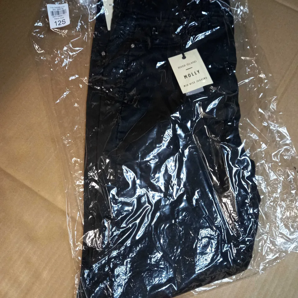 PACKAGED RIVER ISLAND BLACK MOLLY MID RISE JEGGINGS - 12S