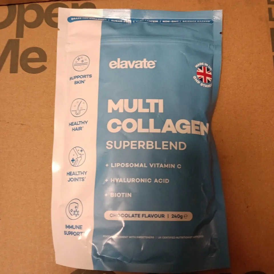ELAVATE MULTI COLLAGEN SUPERBLEND – LIPOSOMAL VITAMIN C, HYALURONIC ACID & BIOTIN, CHOCOLATE FLAVOUR, 240G