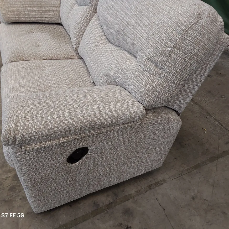 QUALITY BRITISH DESIGNER G PLAN STRATFORD MANUAL RECLINING TWO SEATER SOFA LOOM SHALE FABRIC 