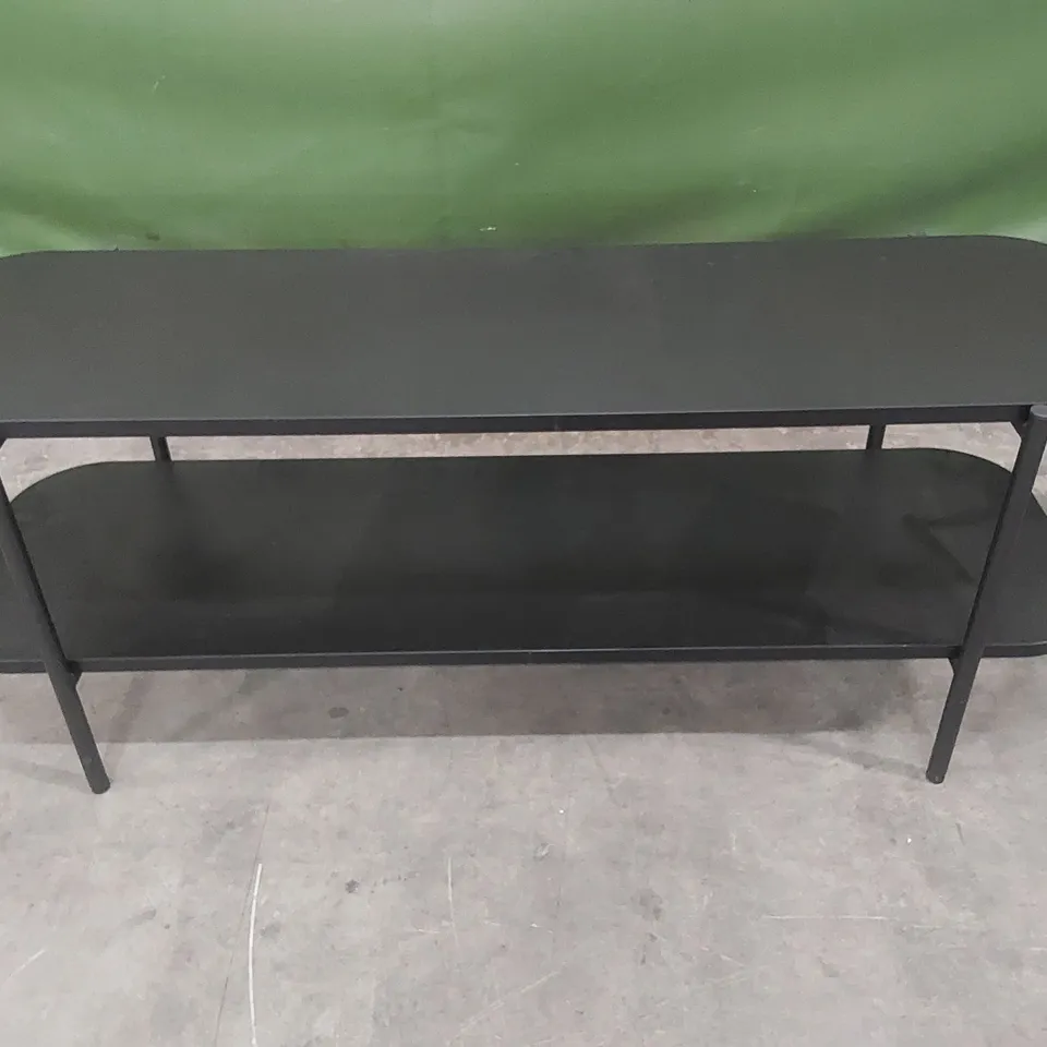 DESIGNER OVAL SHAPED COFFEE TABLE WITH SHELF - BLACK