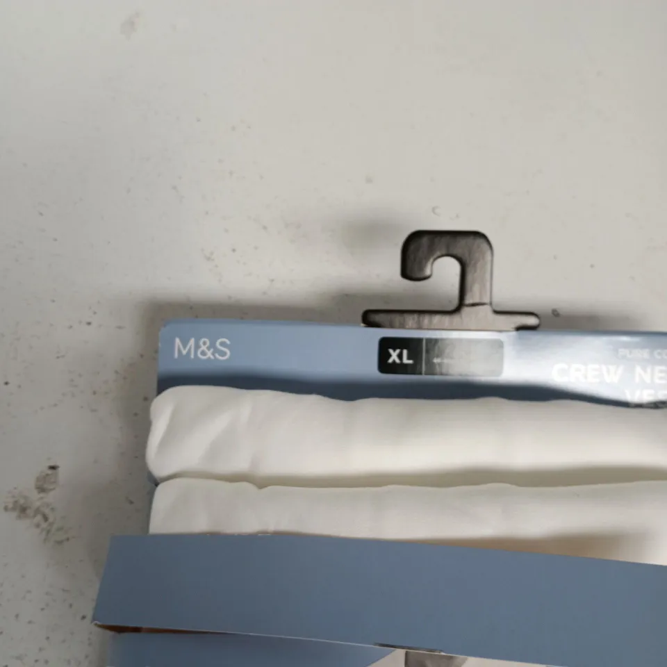 M&S CREW NECK VESTS – PURE COTTON, 3 PACK, WHITE, SIZE XL