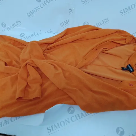 ORANGE TOWELLING BUTTON DOWN LONG SLEEVE PLAYSUIT