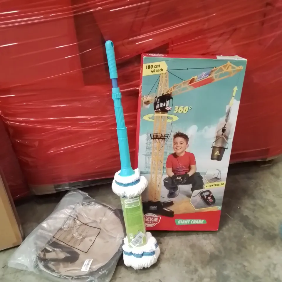 PALLET OF ASSORTED HOUSEHOLD GOODS AND PRODUCTS TO INCLUDE;STORAGE BAG,MOP,KIDS TOY