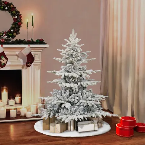 BOXED 7FT (210CM) FLOCKED ASPEN PINE PE/PVC TREE, 1815 TIPS, HINGED ARTIFICIAL CHRISTMAS TREE (1 BOX)