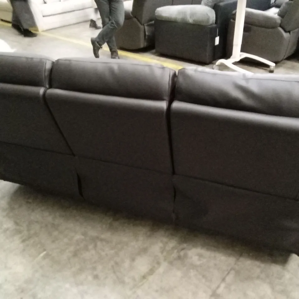 ALBION LUXURY FAUX LEATHER 3 SEATER HIGH BACK MANUAL RECLINER SOFA - CHOCOLATE RRP £749