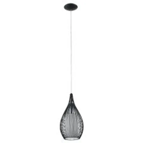 BOXED EGLO 92252 RAZONI BLACK SATIN GLASS PENDANT LIGHT 60W E27 190MM