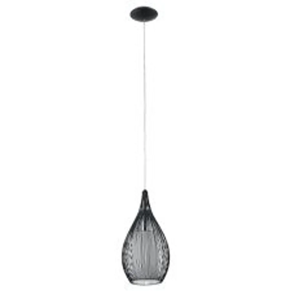 BOXED EGLO 92252 RAZONI BLACK SATIN GLASS PENDANT LIGHT 60W E27 190MM